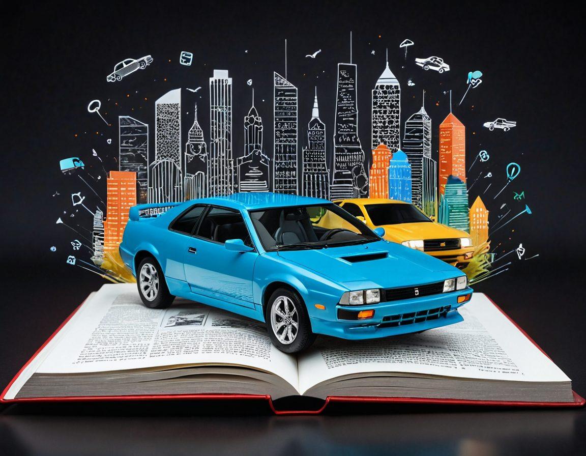 A diverse group of drivers of different ages and backgrounds gathered around a large open book titled 'Affordable Auto Coverage', with images of cars and insurance documents floating around them. A glowing key symbolizing 'unlocking secrets' hovers above the book, illuminating their faces with curiosity and excitement. The background features a modern city skyline with symbols of various insurance types. vibrant colors. super-realistic. 3D.